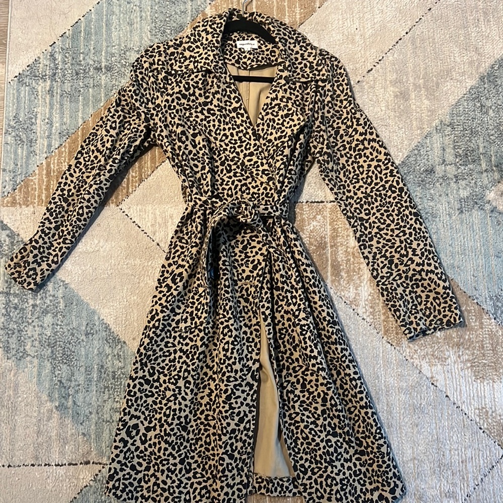 Superdown Animal Print Trench Coat, size small